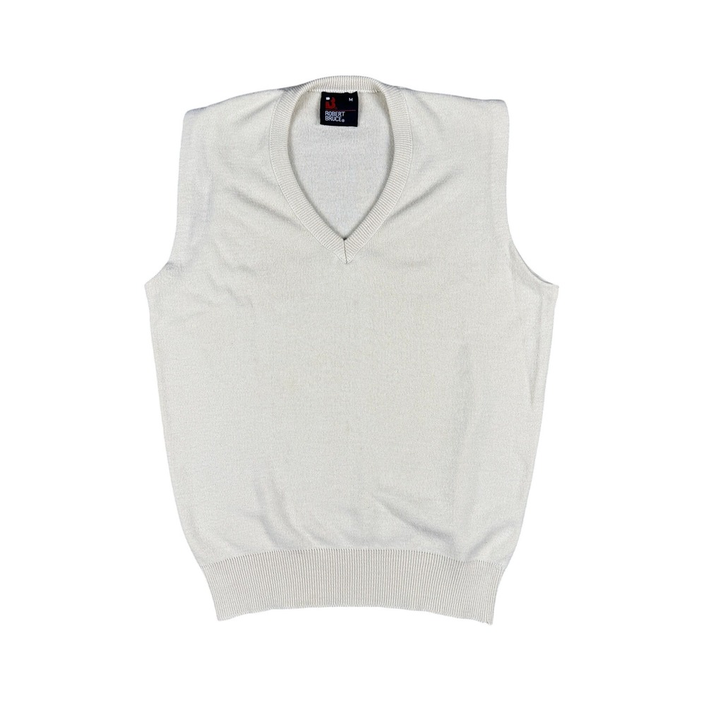 Vintage Robert Bruce Sweater Vest Men's M Natural V-Neck 100% Orlon Acrylic USA